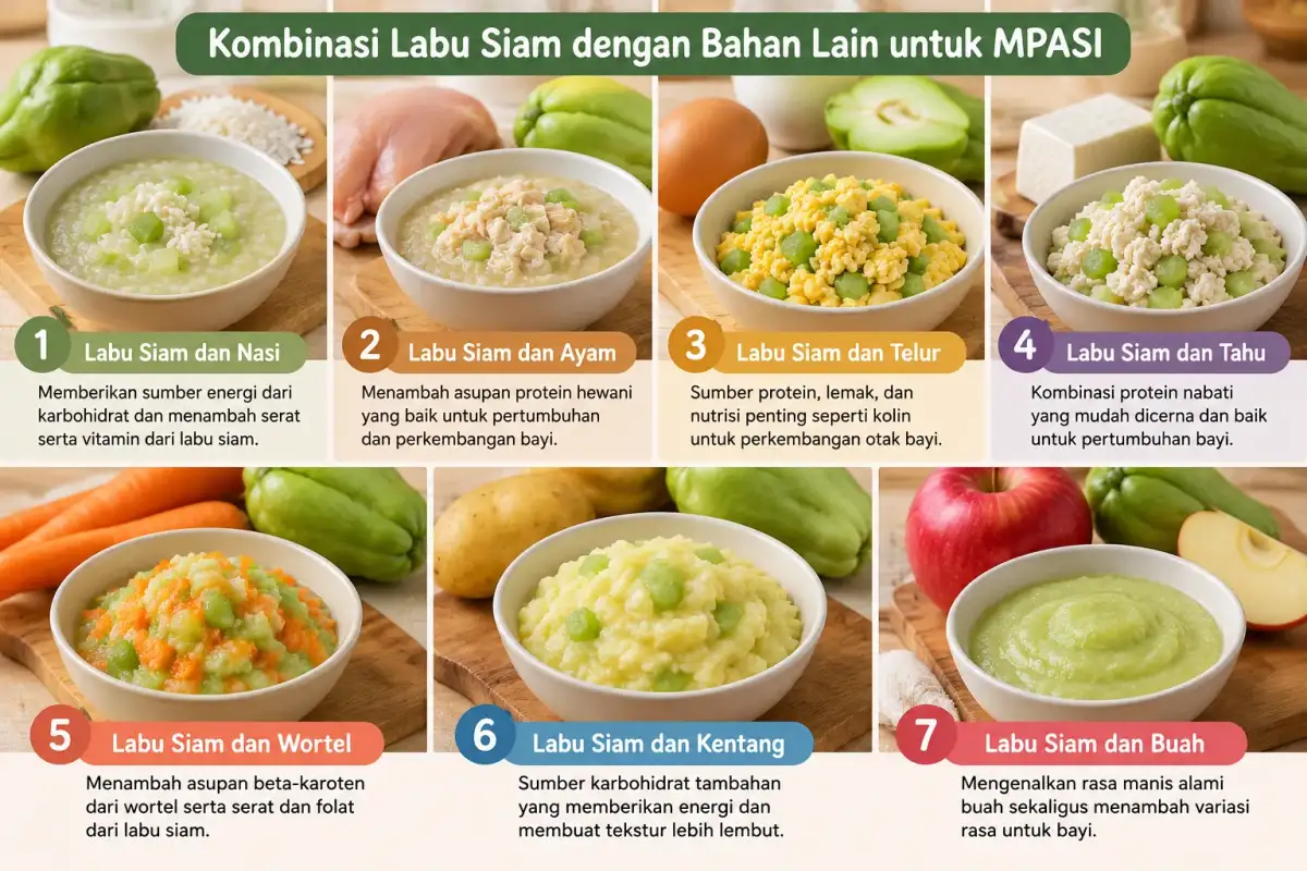 kombinasi labu siam dan bahan lainnya untuk MPASI bayi