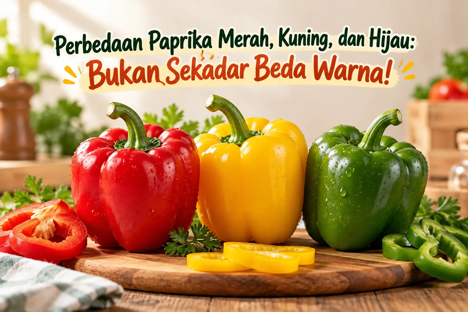 perbedaan paprika merah, kuning, dan hijau